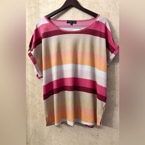 Vintage Rose Striped Print Women's Top